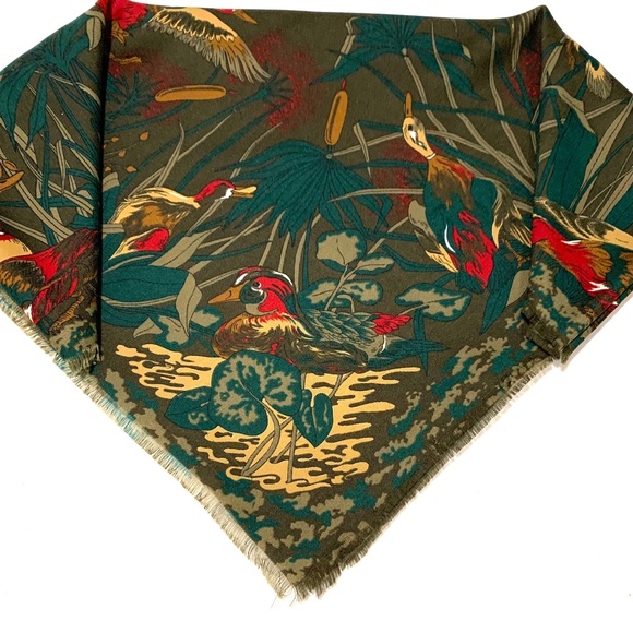 Scarf/Shawl Large Square with Ducks 46”x46” - Picture 1 of 9